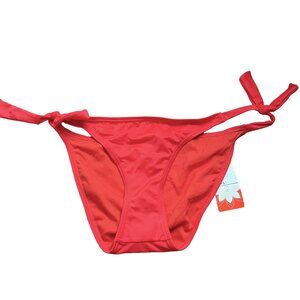 Hula Honey swimsuit bottoms red orange heart embroidery Medium bikini swim